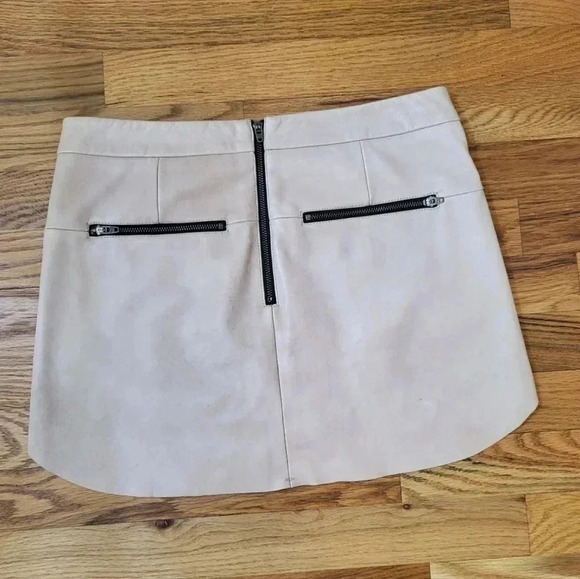 MICHELLE MASON Soft Lamb Leather Baseball Hem Mini Skirt in Blush Pink(0) - Picture 4 of 13